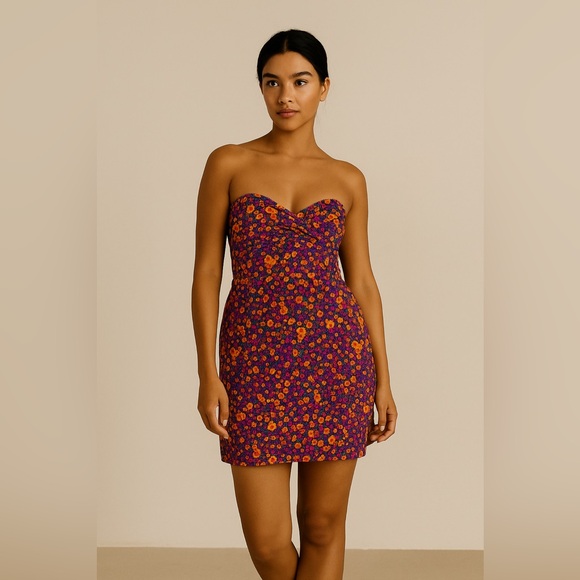 Volcom Women’s Floral Tube Top Strapless Frochickie Dress Size Small (US 3) - Picture 1 of 12